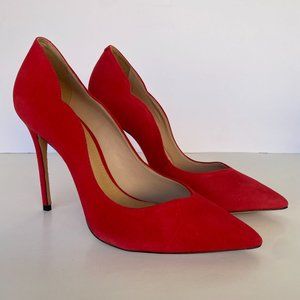 NIB SCHUTZ MONALIZA CLUB RED SUEDE POINT TOE PUMPS SZ 8.5